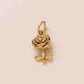 Detail of 18K gold plated stainless steel rose flower pendant with fine petal textures - Rose Pendant