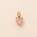 Macro view of heart-shaped pink stone pendant with gold three-prong setting - Pink Jade Style Pendant Only (Without Chain)