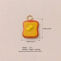 Handmade toast bread food pendant in copper with oil drop finish and butter detail - 8 Butter Toast Pendant / 19x14mm / Yellow