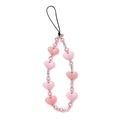 Pink heart beaded phone strap with gradient acrylic beads and durable nylon cord - 8 Pink Heart Pendant