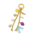 Llavero de cuerda trenzada colorida tema marino con dijes de estrella de mar y caballito - Cuerda Multicolor Caballito de Mar