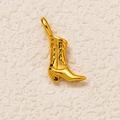 Pendentif botte de cow-boy plaqué or avec gravures et anneau de suspension fixe - Pendentif Botte