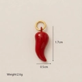 Vibrant red chili pepper enamel pendant with gold loop, 1.7cm charm for food jewelry - No. 11 Chili Pendant