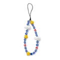 Blue beaded phone strap with yellow star, white cloud, and red mushroom charms - 9 Yellow Five-pointed Star Pendant