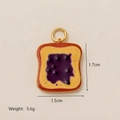Miniature toast pendant with purple jam finish, stainless steel food charm 1.7x1.5cm - No. 12 Toast Pendant