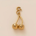 Polished 18K gold-plated cherry pendant charm with smooth metallic surface and spring clasp - Clasp Cherry Pendant
