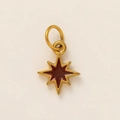 Pendentif étoile vintage en or avec émail rouge foncé au design octogonal - Pendentif Étoile / Or