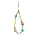 Colorful beaded phone charm with cartoon bear toast and flower beads variant - 11 Avocado Toast Pendant
