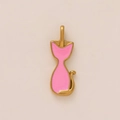 Süßer rosa Emaille Katzenanhänger mit goldenem Metallrahmen für Ketten und Armbänder - Rosa Katzenform (4 Rosa Katze)