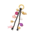Ocean-themed bag charm with gold sea shell, whale, and starfish on woven cord - Black and White Rope Sea Love