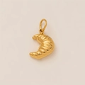 Detailed view of an 18K gold plated croissant pendant with realistic pastry textures - Croissant Pendant