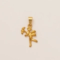 Detailed view of an 18K gold-plated Cupid angel pendant with bow and wing textures - Bow Pendant Style F