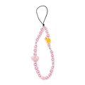Pink heart and yellow duck beaded phone strap made of pastel acrylic beads - 14 Little Yellow Duck Pendant