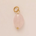 Ciondolo in quarzo rosa naturale con anello placcato oro 18k per gioielli fai-da-te - Ciondolo Quarzo Rosa (12)
