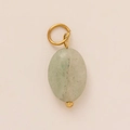 Collana in acciaio al titanio con anelli dorati e ciondolo ovale in pietra naturale verde - Pendente Avventurina(13)