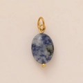 Ciondolo ovale in pietra naturale blu placcato oro 18k per gioielli fai da te - Ciondolo Sodalite (16)