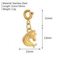 Golden stainless steel horse head pendant charm with dimensions and weight specifications - Steed Pendant