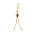 Portachiavi in corda intrecciata beige con perla a cuore rossa e punte dorate - Corda Ciondolo Cuore Rosso