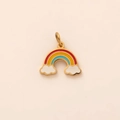 18K gold plated stainless steel rainbow pendant necklace with colorful enamel clouds - Cloud Rainbow
