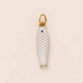 Detail of fish pendant showing fine scale texture and gold-plated bail connector - Fish Pendant Only (Without Chain) / White