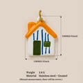 18K gold plated stainless steel house charm with colorful enamel in orange and blue - Blue Vertical Stripe Pendant