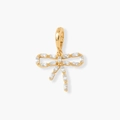 18K gouden vlinderstrik hanger met baguette-zirkonia en grote ovale sluiting - Strik
