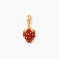 Rode aardbei emaille hanger met 18K goud finish en een gouden karabijnsluiting - Aardbei