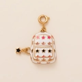 Golden backpack pendant with colorful star patterns and white enamel finish - Star Backpack Style