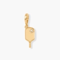 Gouden 18K vergulde pickleball-racket hanger met sprankelende strass bolvormige details - Tennisracket