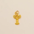 Detailed macro view of 18K gold lobster pendant with white zircon inlaid details - Gold Lobster