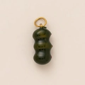Pendente avocado verde scuro in acciaio inossidabile lucido con anello dorato - Ciondolo Pisello Verde
