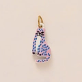 Ciondolo gatto in ceramica rosa con macchie blu leopardate e anello placcato oro 18K - Pendaglio Gatto Leopardo Rosa / Pendant Only (Without Chain)