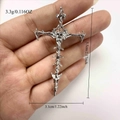 Gothic skull skeleton cross pendant showing dimensions 5.5cm by 3.1cm and 3.3g weight - Skeleton Cross Pendant Only / White Gold