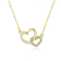 Elegant gold interlocking heart necklace with sparkling pavé crystals on a dainty chain - Gold