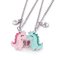Cartoon magnetic dinosaur heart necklace set with BFF charms for best friends - Crown Dinosaur Heart Splicing (#8)
