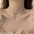Elegant double-layered necklace featuring a pearl strand and gold chain with a pearl pendant - SY313-Double Layer Luxury Pearl Pendant Necklace