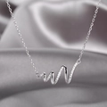 Snake spiral wave pendant necklace in silver finish with pavé cubic zirconia - Silver