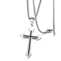 Punk style titanium steel cross pendant necklace with black enamel for men's streetwear - Chrome Cross Necklace (Titanium Steel Chain)