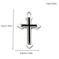Titanium steel punk cross pendant with black enamel inlay, silver finish, size 5x2.9cm - Chrome Cross Pendant Only (Without Chain)