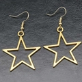 Minimalist hollow star earrings in golden finish with classic fishhook backing - Pentagram Earrings Pair (Gold)
