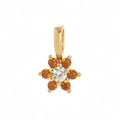 Detail of flower-shaped pendant with orange zircon petals in golden claw setting - Flower January Pendant (Red)