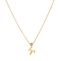 Golden stainless steel Aries zodiac sign pendant necklace with a minimalist round bead - Aries Pendant Only (Without Chain)