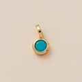 Minimalist gold round pendant with bright turquoise birthstone gemstone for DIY jewelry - Round December Pendant (Aqua Blue)
