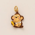Cute cartoon monkey pendant with enamel finish and gold plating for DIY necklace - Monkey