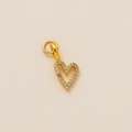 Elegant gold hollow heart pendant necklace with shimmering cubic zirconia accents - Pave Rhinestone Hollow Heart Charm