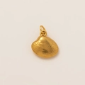 Macro detail of a golden shell pendant with 18K plating and a polished ribbed texture - Angled Shell Pendant Only (Without Chain)