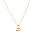 Polished golden Aquarius zodiac pendant necklace with delicate chain for women - Aquarius Pendant Only (Without Chain)