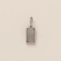 Zilverkleurige rechthoekige grijze edelsteen hanger met metalen frame en handige clip - Juni Geboortesteen Hanger - Staalkleur