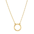 Close-up of gold-plated stainless steel chain with minimalist circular ring pendant detail - Handmade Chain Open Loop / Gold