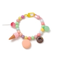 Colorful macaron beaded keychain with ice cream and donut charms for bags - Macarons